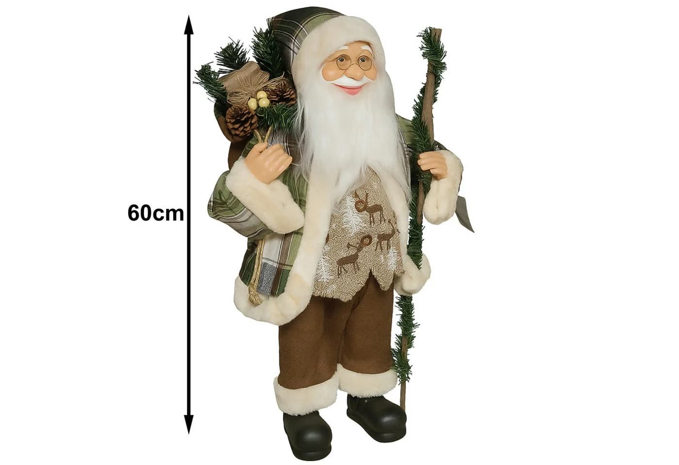 Koopman XL Weihnachtsmann Figur 60cm Grün Braun Polyester - Bild 3
