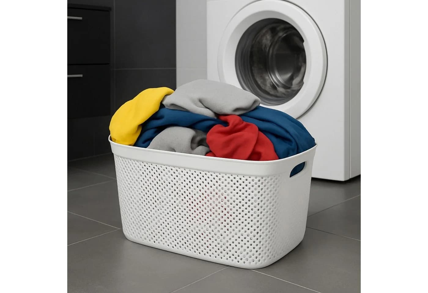 Koopman Wäschekorb 4er Set Weiß Kunststoff 35L