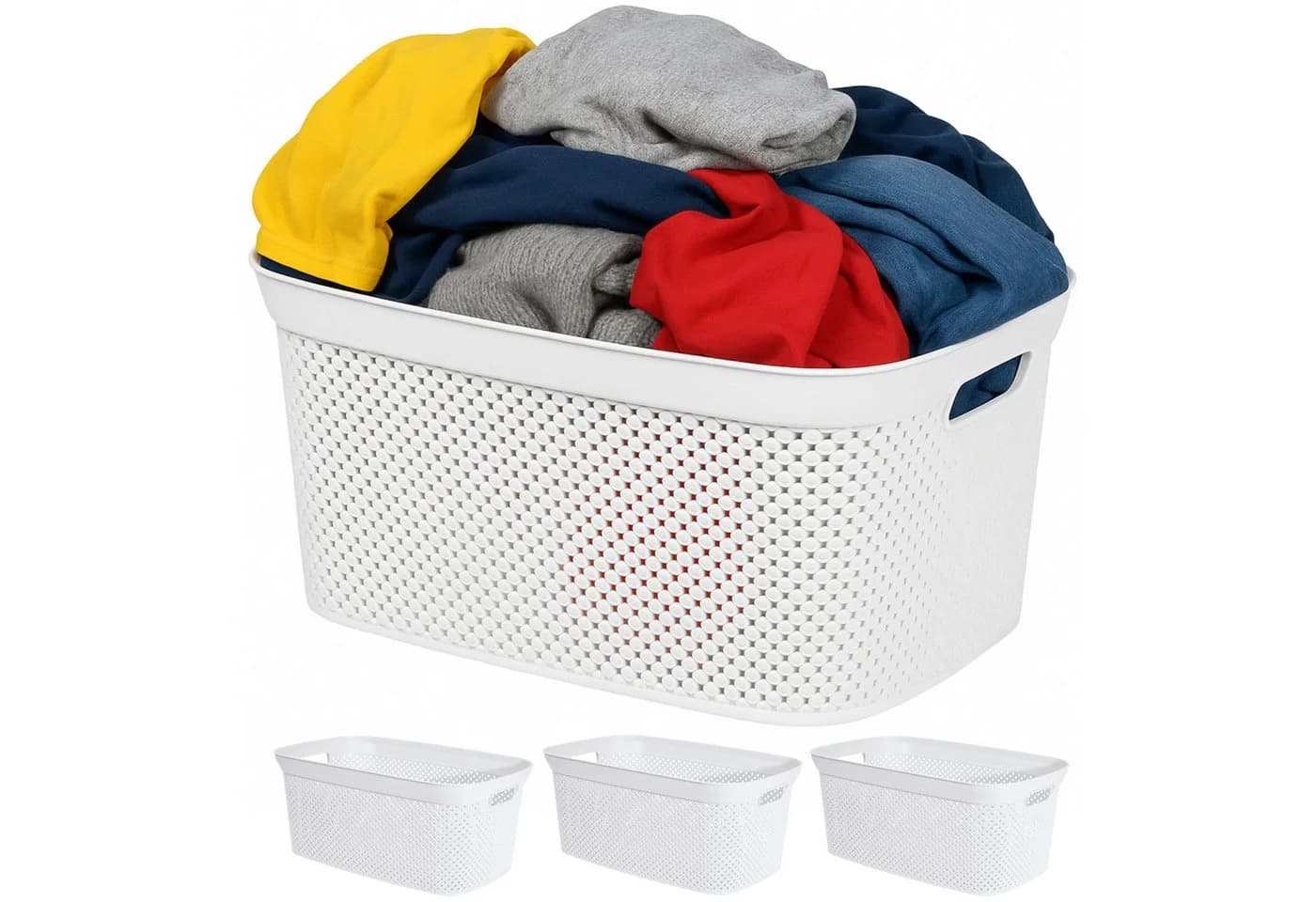 Koopman Wäschekorb 4er Set Weiß Kunststoff 35L - Bild 2