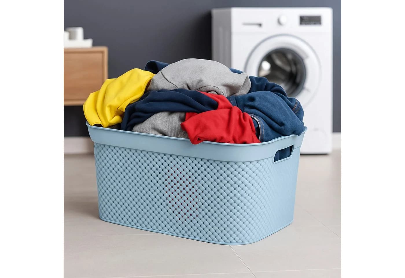 Koopman Wäschekorb 4er Set Hellblau Kunststoff 35 Liter