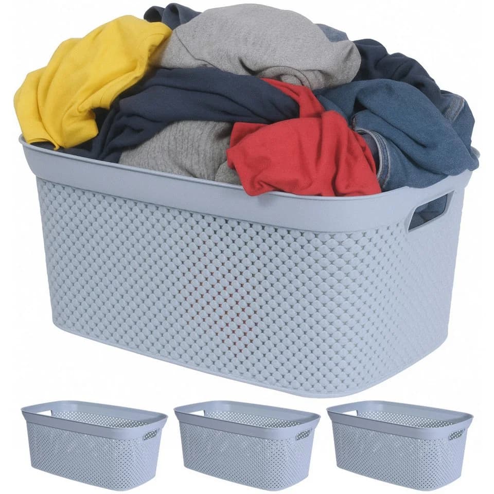 Koopman Wäschekorb 4er Set Hellblau Kunststoff 35 Liter - Bild 2