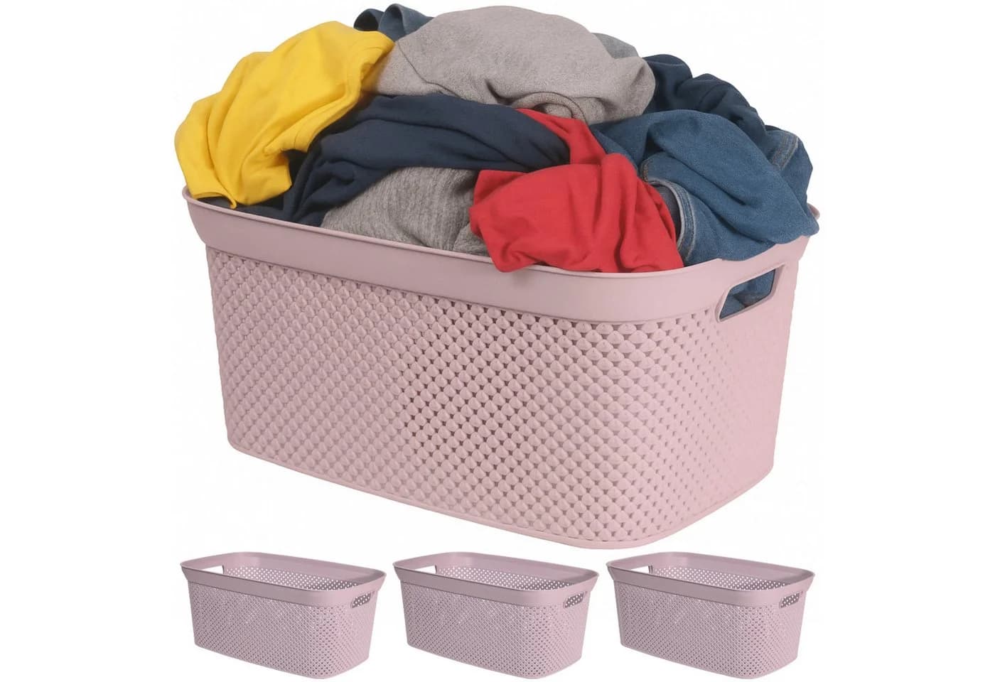 Koopman Wäschekorb Rosa 4er Set Kunststoff 35 Liter - Bild 2