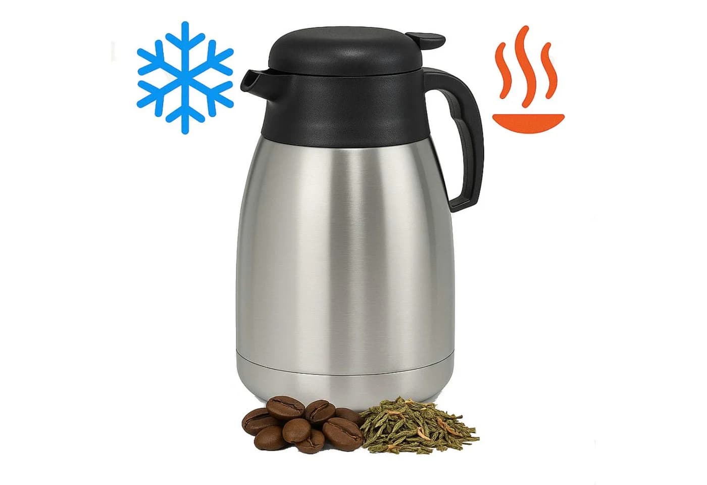 Koopman Isolierkanne 1,5L Edelstahl Silber Schwarz Auslaufsicher - Bild 2