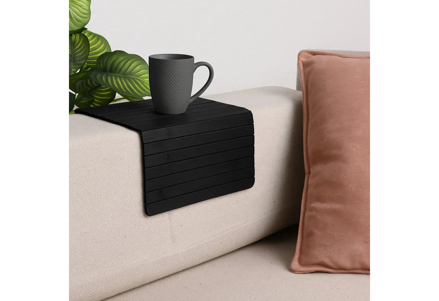 Koopman Couch-Tablett Bambus Schwarz 44x24 cm - Bild 2