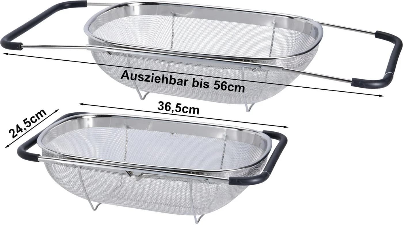 Koopman Küchensieb Edelstahl Verstellbar Silber/Schwarz - Bild 4
