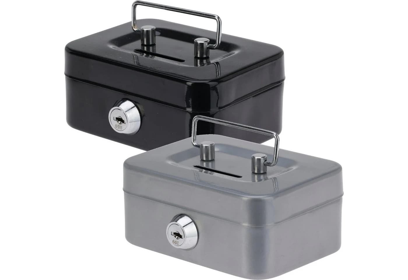 Koopman Geldkassette 2er Set Schwarz/Grau Metall