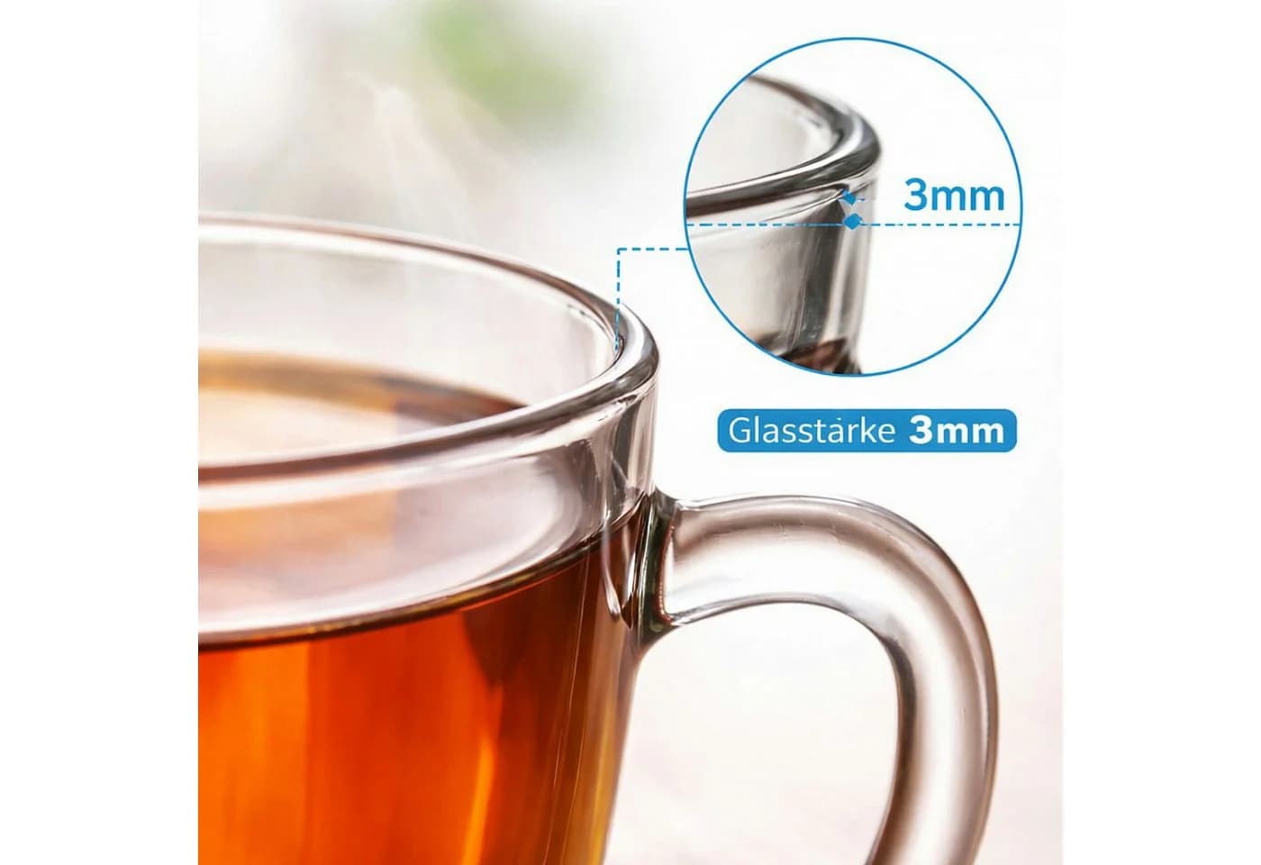 Koopman Teetasse 400ml 6er Set Transparent Gehärtetes Glas - Bild 4
