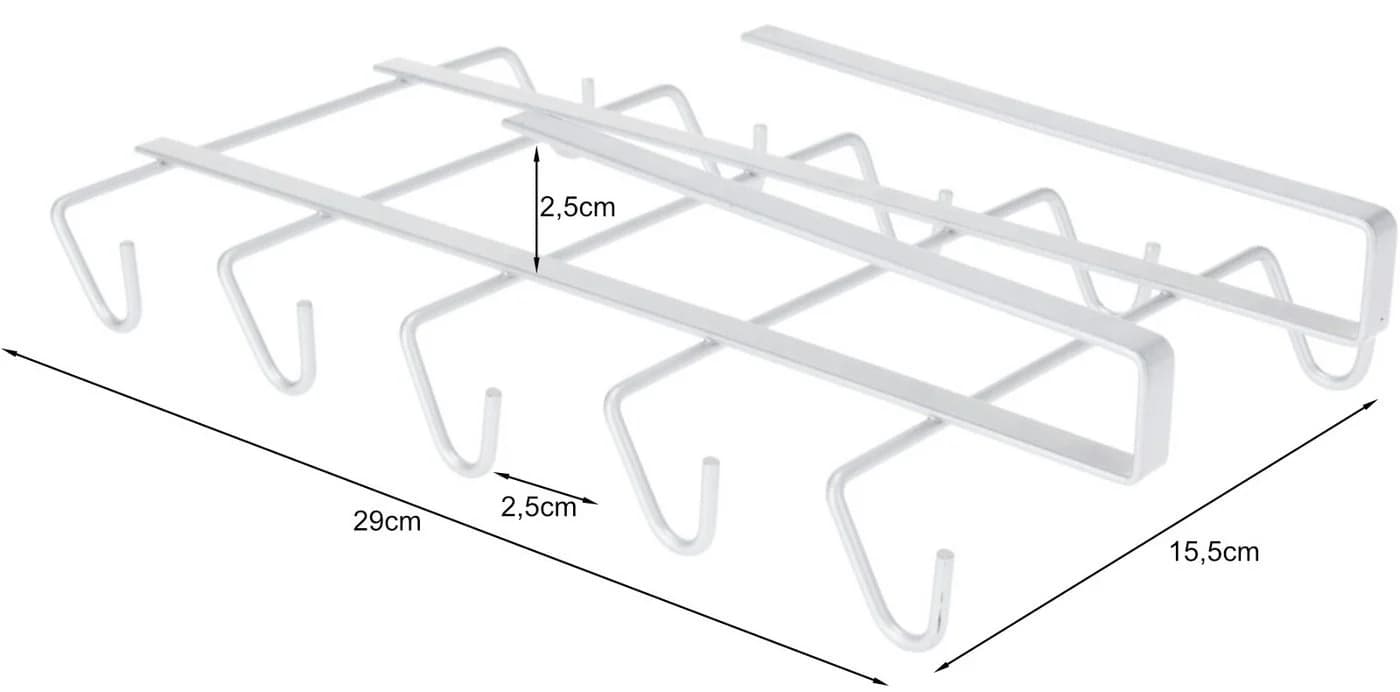 Koopman Gläserhalter Tassenhalter Schrankeinsatz Metall Silber 10 Haken - Bild 3