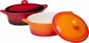 Koopman Ofenschale 2er Set Keramik Orange Rot mit Deckel Bild 3