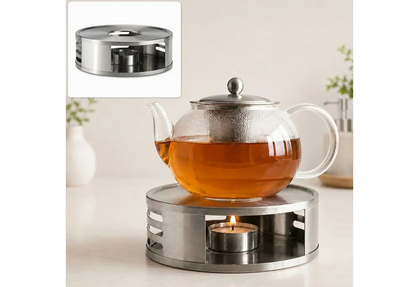 Haushalt International Teestövchen Edelstahl Silber Modern - Bild 2