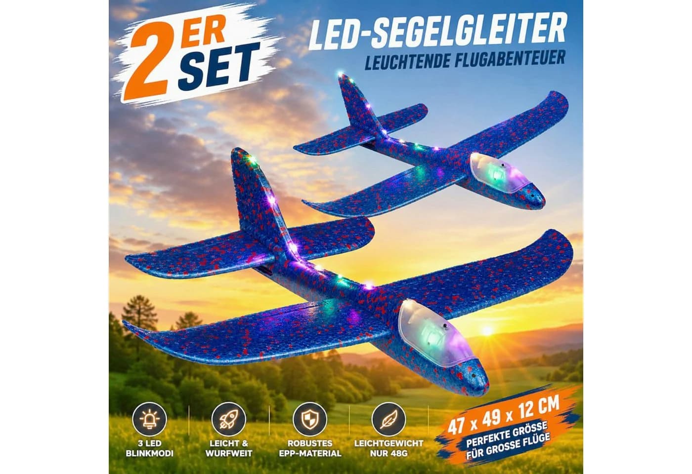 Haushalt International Wurfgleiter 2er Set Blau Schaumstoff - Bild 3