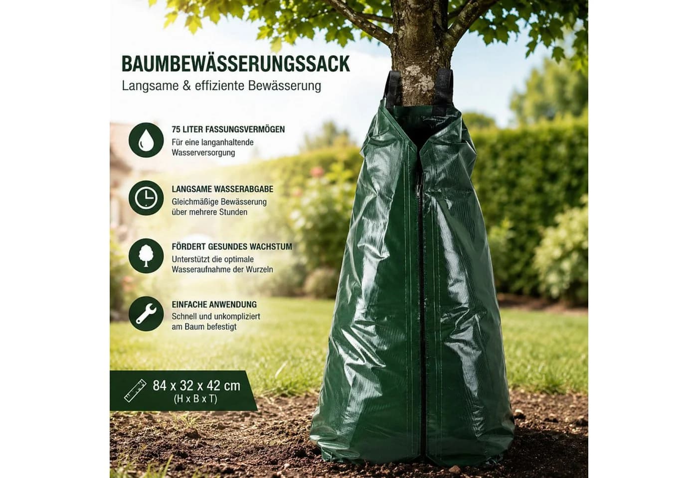 Haushalt International Bewässerungssack 75L Grün Kunststoff
