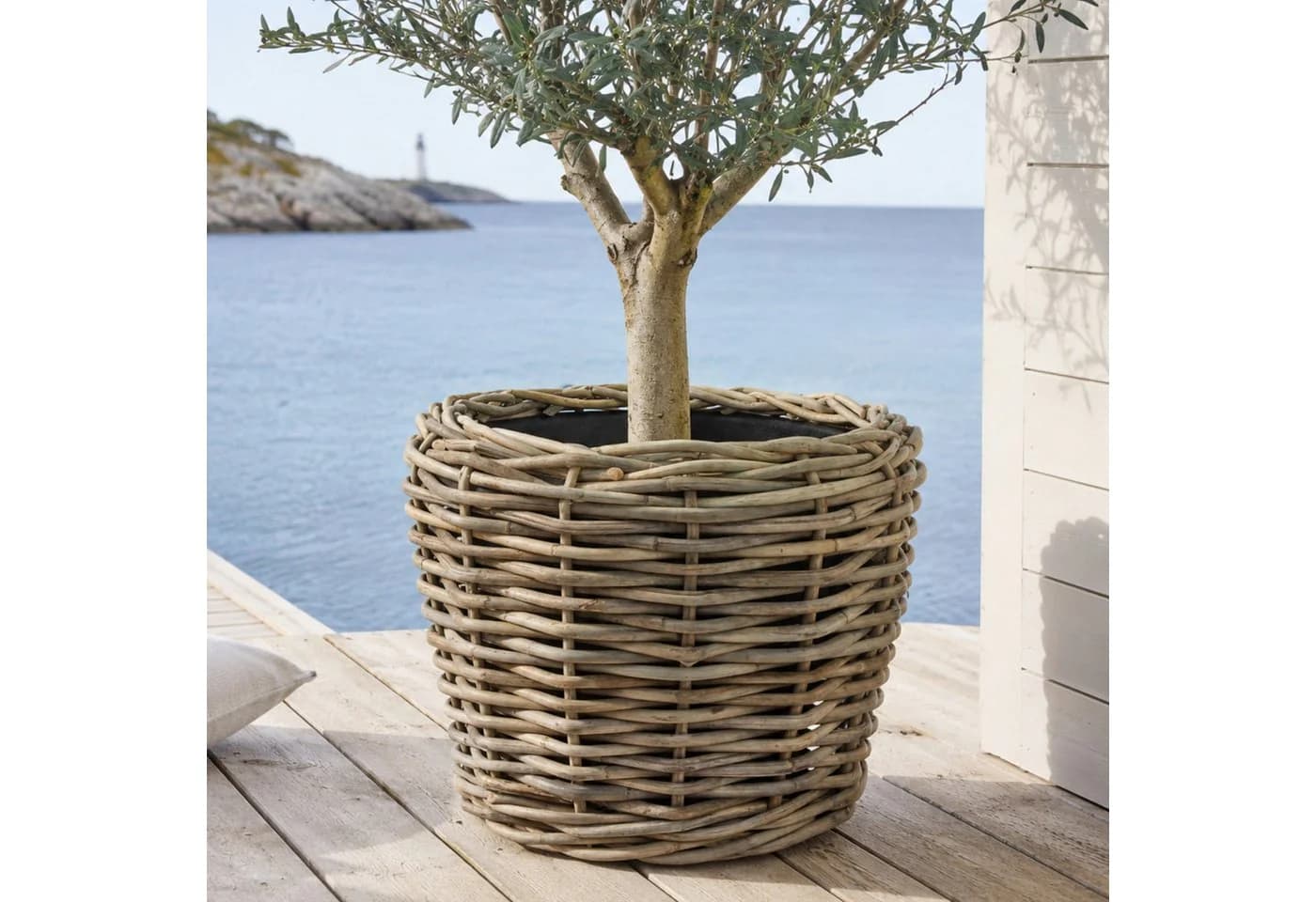 Van der Leeden Blumentopf Rattan Sylter Korb Braun/Schwarz - Bild 2