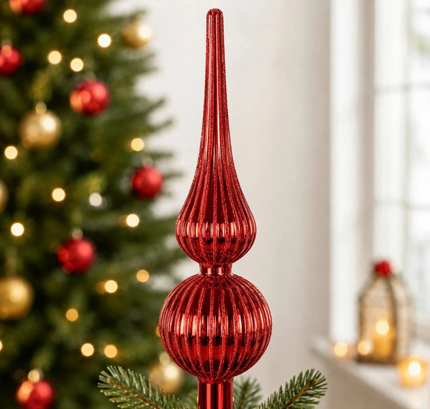 Koopman Christbaumspitze Glas Rot 30cm