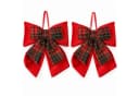 Koopman Weihnachtsbaumschleife 2er Set Rot/Grün Kariert Polyester Bild 1
