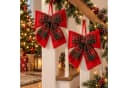 Koopman Weihnachtsbaumschleife 2er Set Rot/Grün Kariert Polyester Bild 2