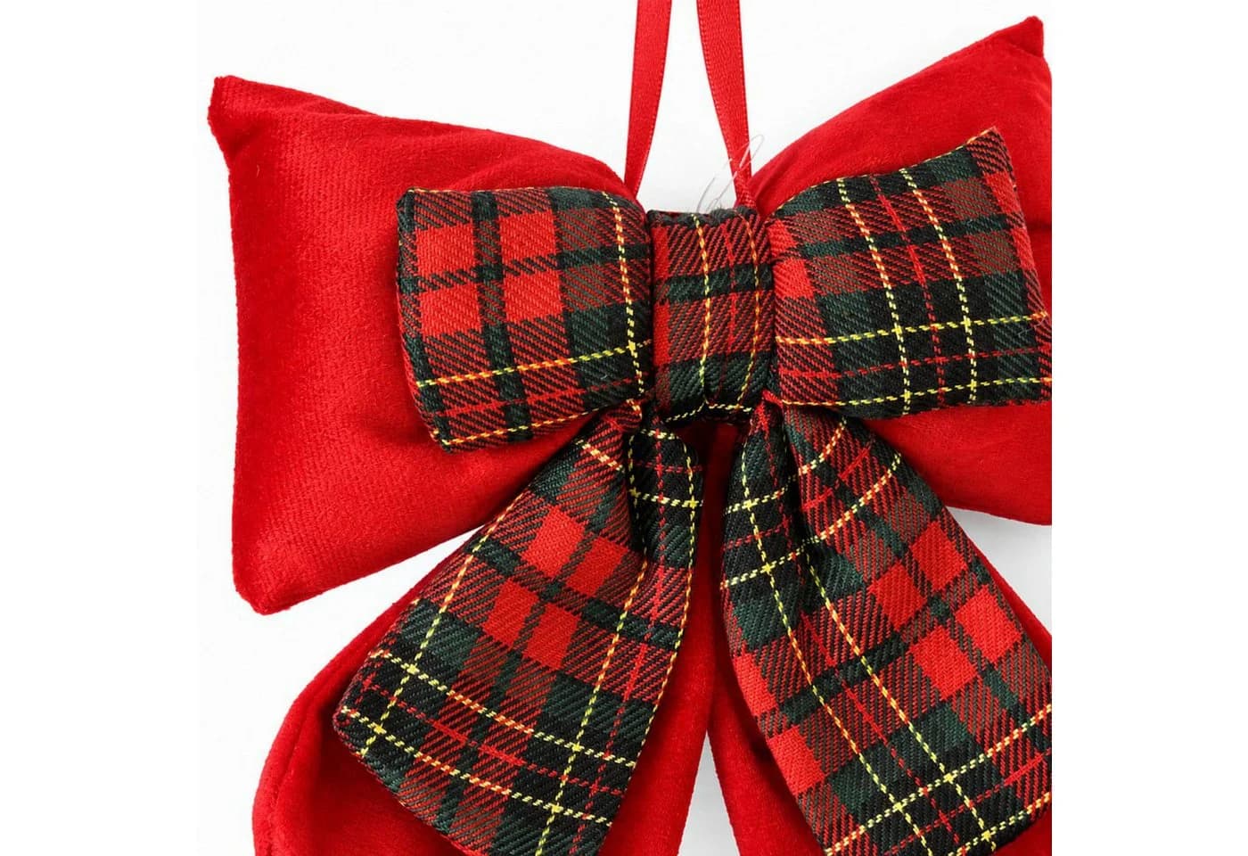 Koopman Weihnachtsbaumschleife 2er Set Rot/Grün Kariert Polyester - Bild 4