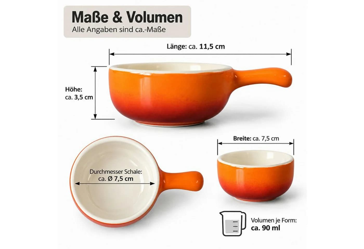 Koopman Keramik Auflaufförmchen 6er Set Orange Rot - Bild 3