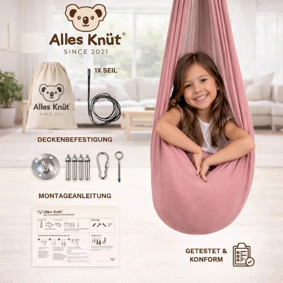 Alles Knüt Therapieschaukel Rosa Indoor Tuchschaukel Kinder - Bild 2