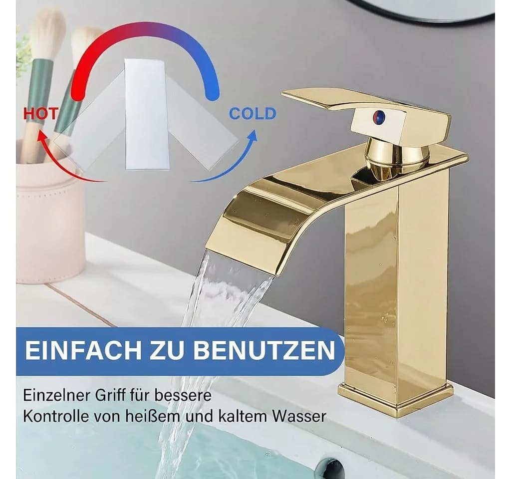 Faizee Home Wasserfall Waschtischarmatur Einhebelmischer Chrom - Bild 3