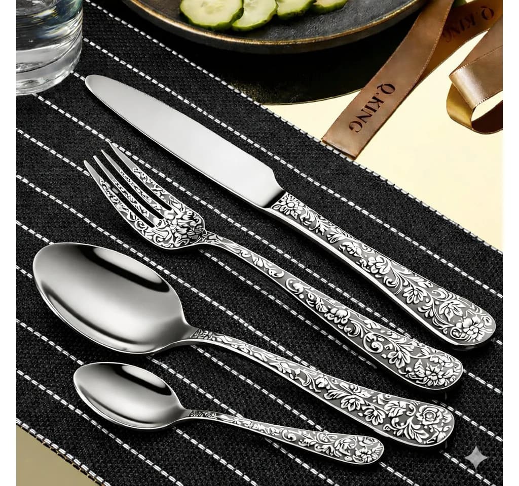 Faizee Home Besteck-Set 30-tlg. Ornament-Design Mehrfarbig - Bild 3