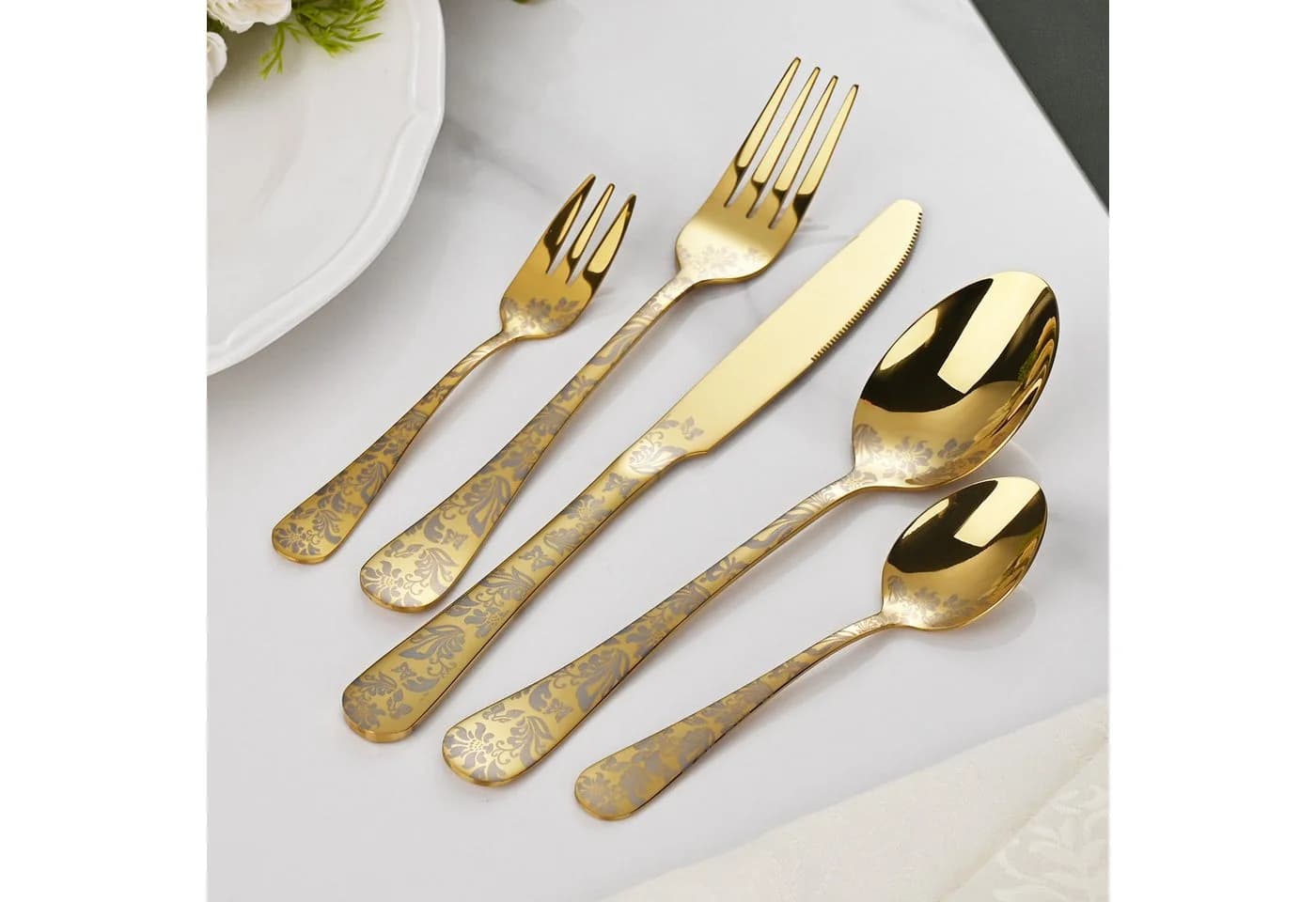 Faizee Home Besteck-Set Otto Flora 30-tlg. Gold - Bild 5