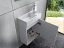 Faizee Home Badmöbel-Set 40 cm Weiß mit Keramik-Waschbecken und Spiegelschrank Bild 1