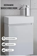 Faizee Home Badmöbel-Set 40 cm Weiß mit Keramik-Waschbecken und Spiegelschrank Bild 3