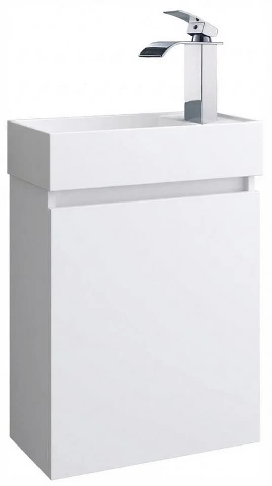 Faizee Home Badmöbel-Set 40 cm Weiß mit Keramik-Waschbecken und Spiegelschrank - Bild 4