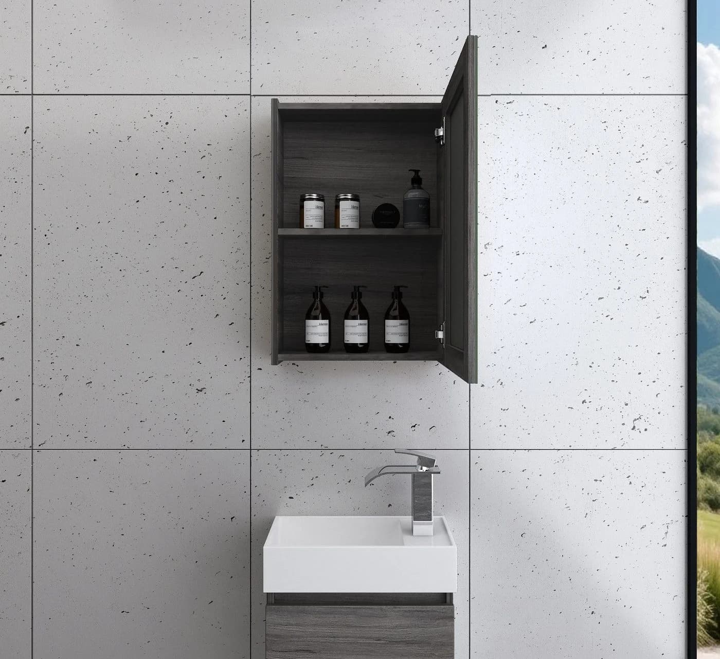 Faizee Home Badmöbel-Set 40 cm Grau mit Unterschrank und Spiegel - Bild 3
