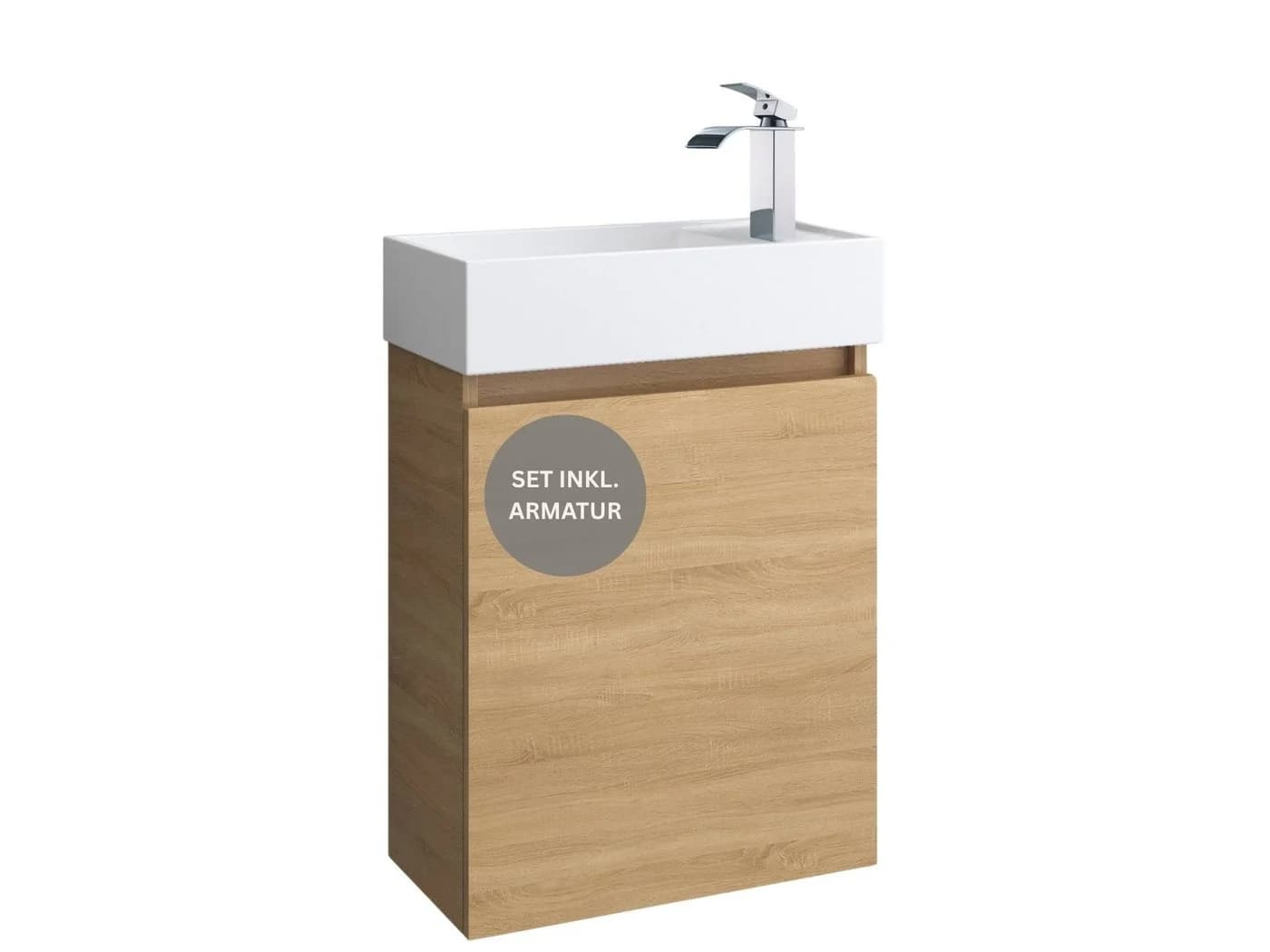 Faizee Home Badmöbel-Set mit Waschbecken und Spiegelschrank Beige Eiche - Bild 5