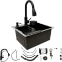Faizee Home Edelstahlspüle Hydro Schwarz mit flexiblen Wasserhahn Bild 2