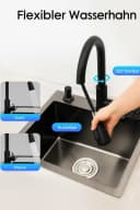 Faizee Home Edelstahlspüle Hydro Schwarz mit flexiblen Wasserhahn Bild 4