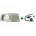 Faizee Home Edelstahlspüle 90x50 cm mit Abtropffläche & Siphon Bild 3
