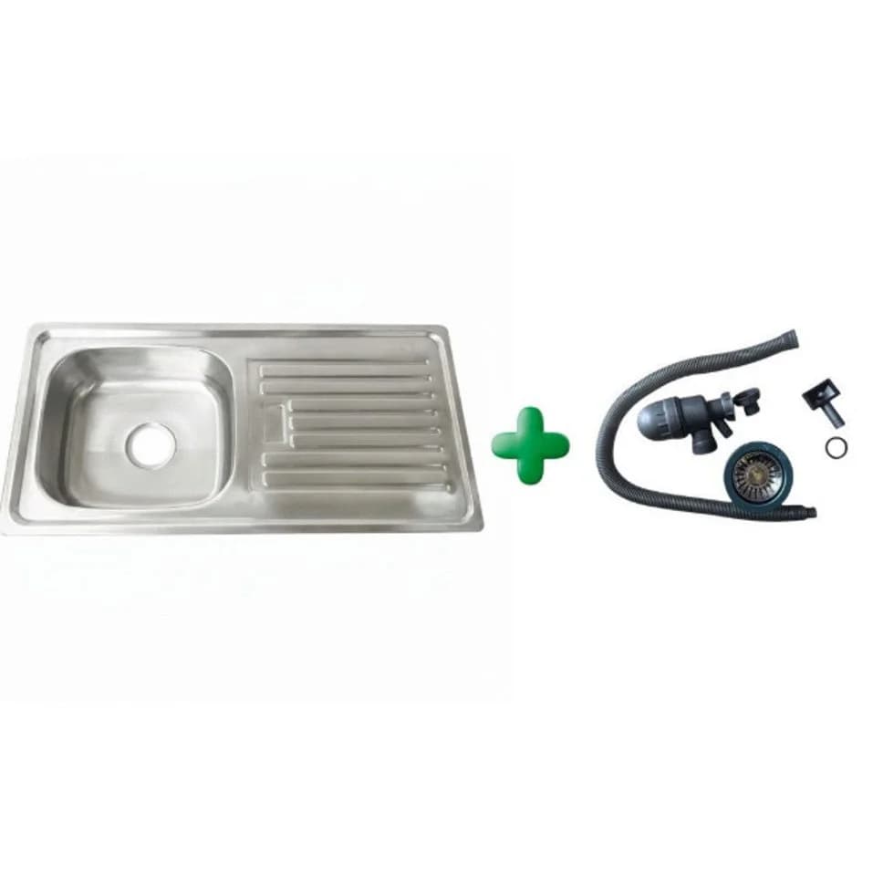 Faizee Home Edelstahlspüle 90x50 cm mit Abtropffläche & Siphon - Bild 3