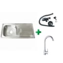Faizee Home Edelstahlspüle 86x43 cm mit Abtropffläche & Siphon Bild 4