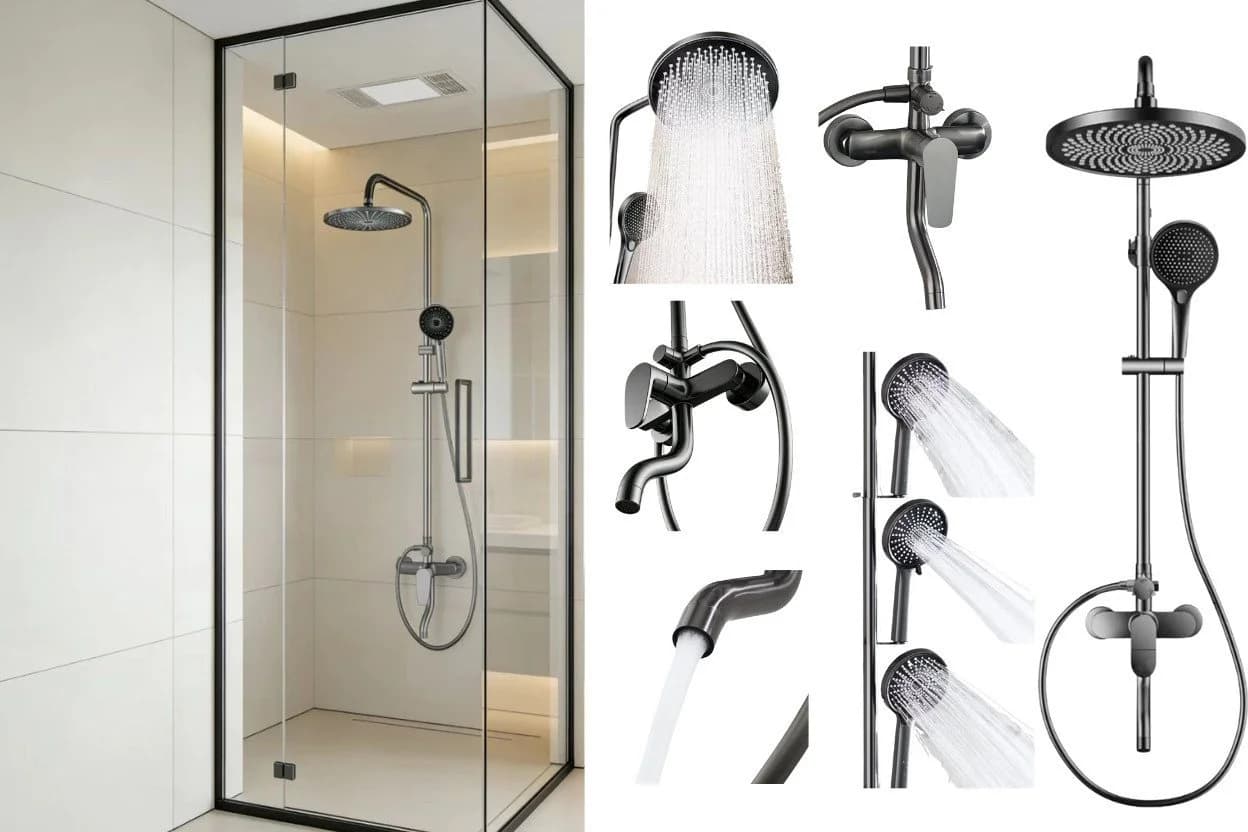 Faizee Home Duschsystem Zerena Regendusche mit Handbrause Schwarz - Bild 2