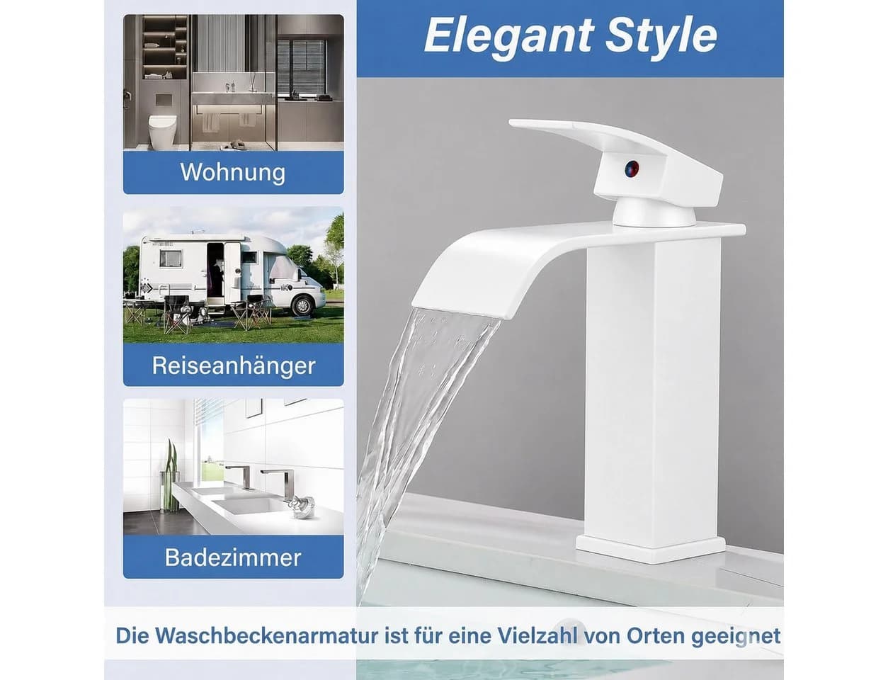 Faizee Möbel Badarmatur Einhandmischer Weiß Messing - Bild 3