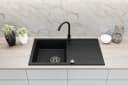 Faizee Home Granitspüle 90x50 cm Mattschwarz mit Abtropffläche Bild 1