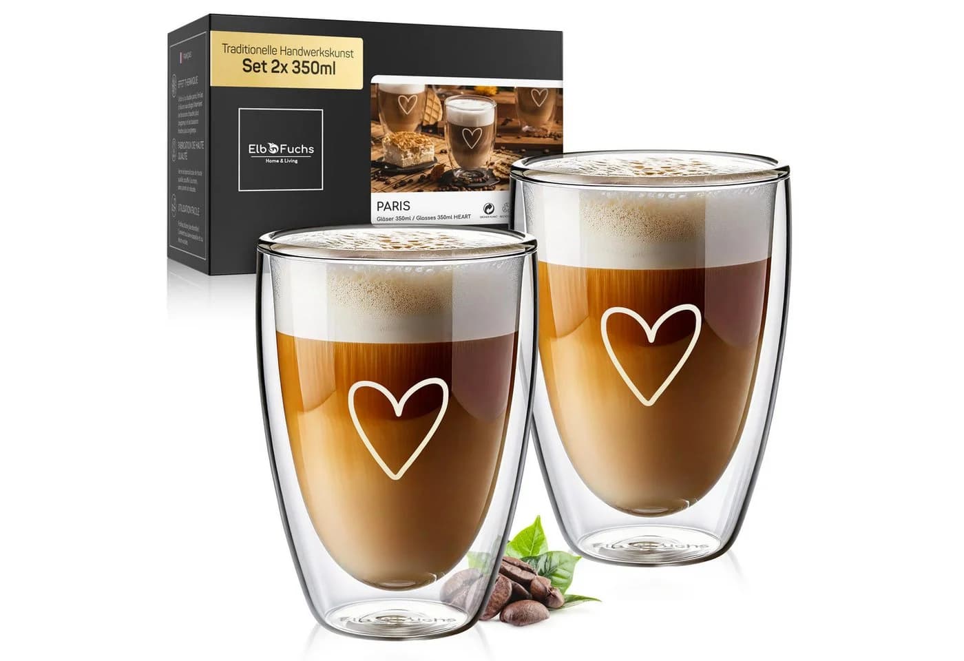 ElbFuchs Latte-Macchiato-Glas Paris 350ml Doppelwandig Transparent - Bild 2