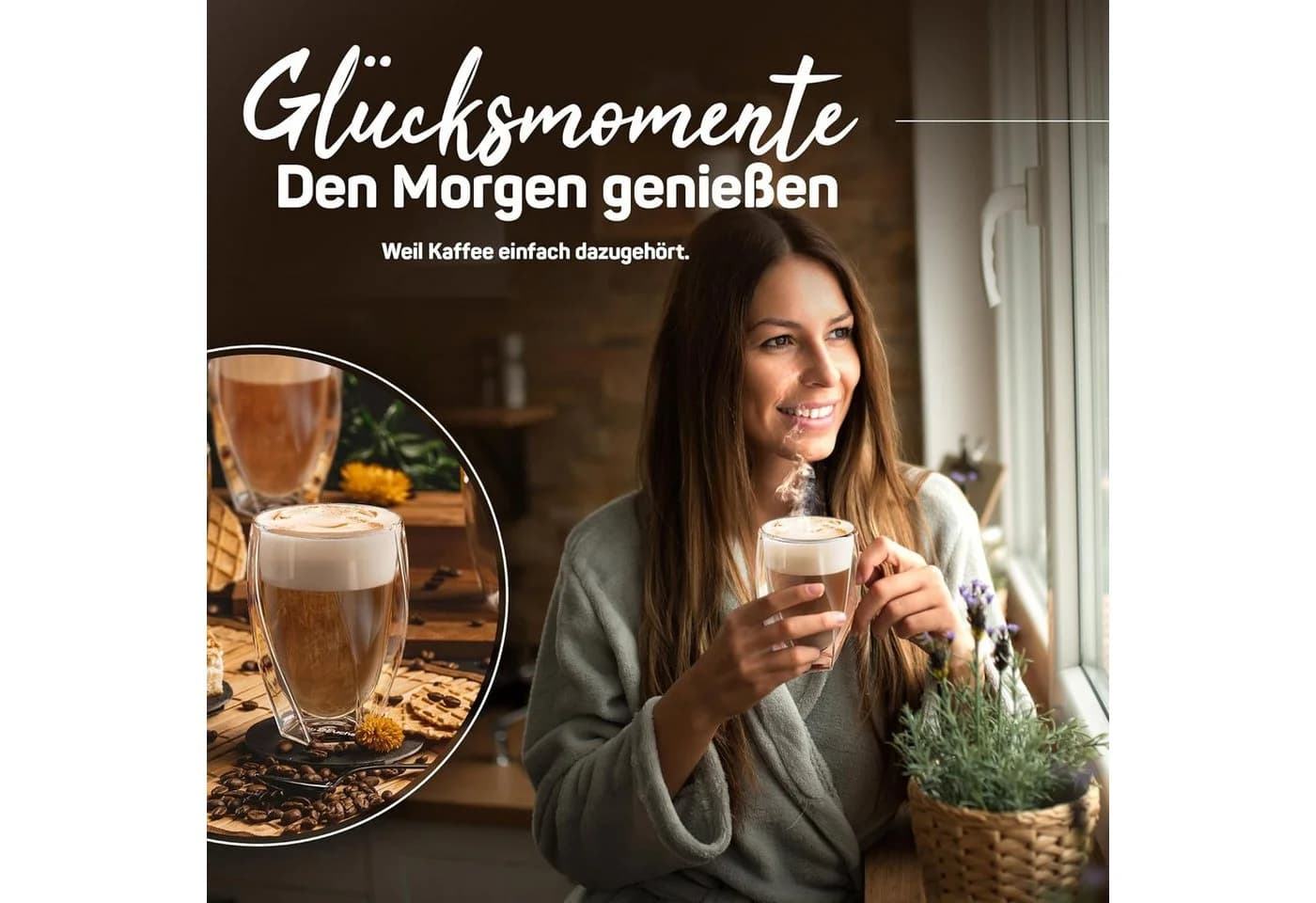 ElbFuchs Latte-Macchiato-Glas Barcelona Curved 350ml 6-tlg. Borosilikatglas