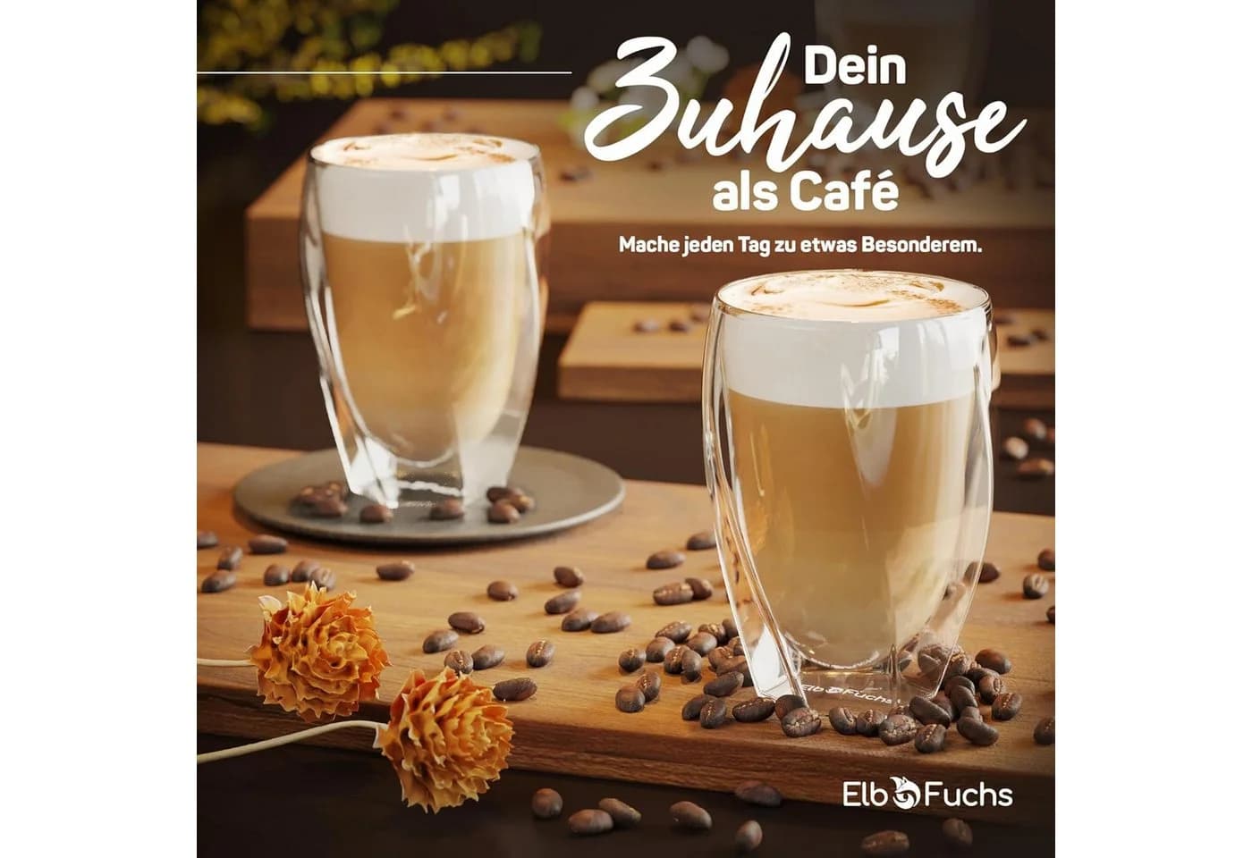 ElbFuchs Latte-Macchiato-Glas Barcelona Curved 350ml 6-tlg. Borosilikatglas - Bild 3