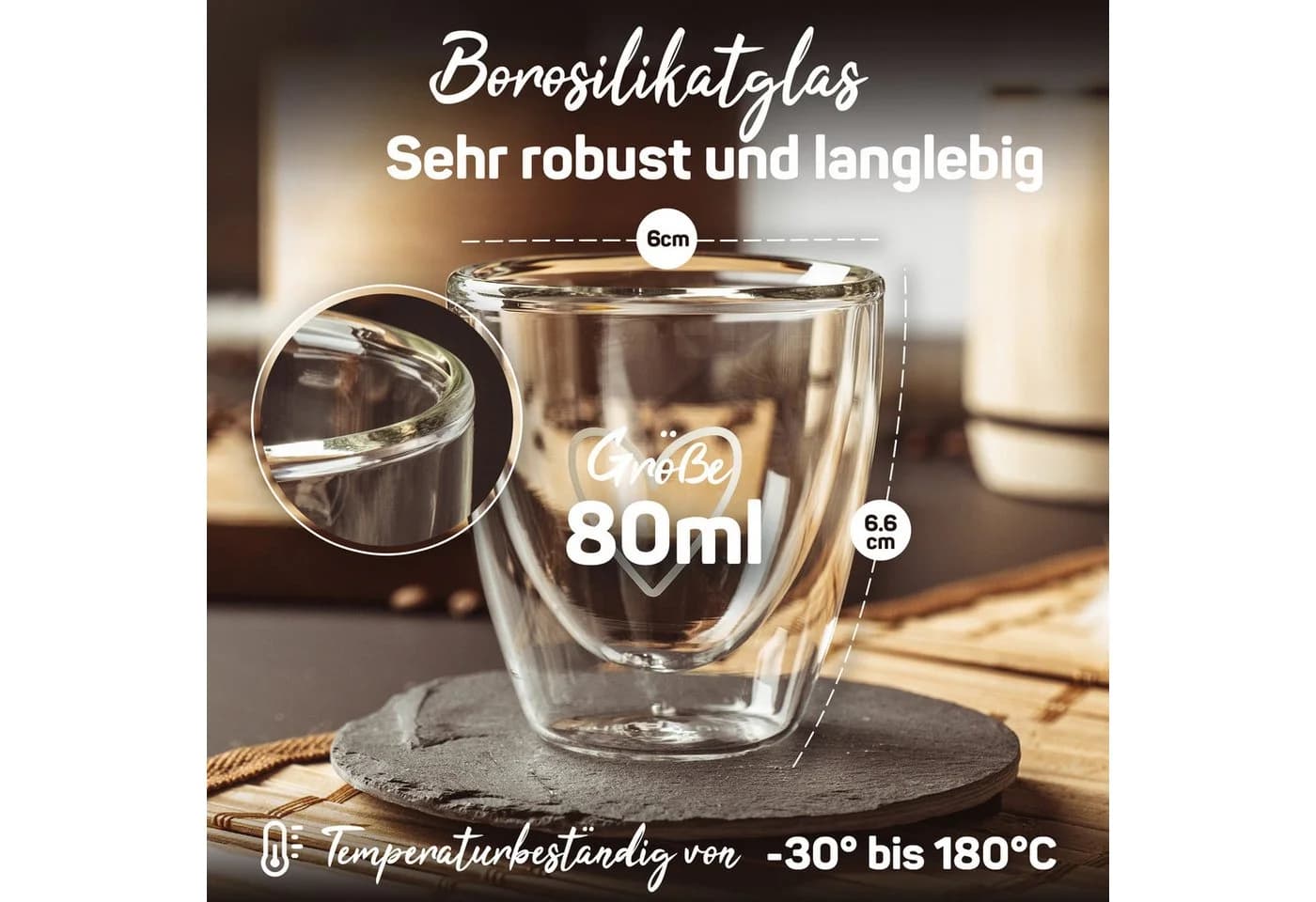 ElbFuchs Espressotasse Paris 80ml Doppelwandig Transparent - Bild 5