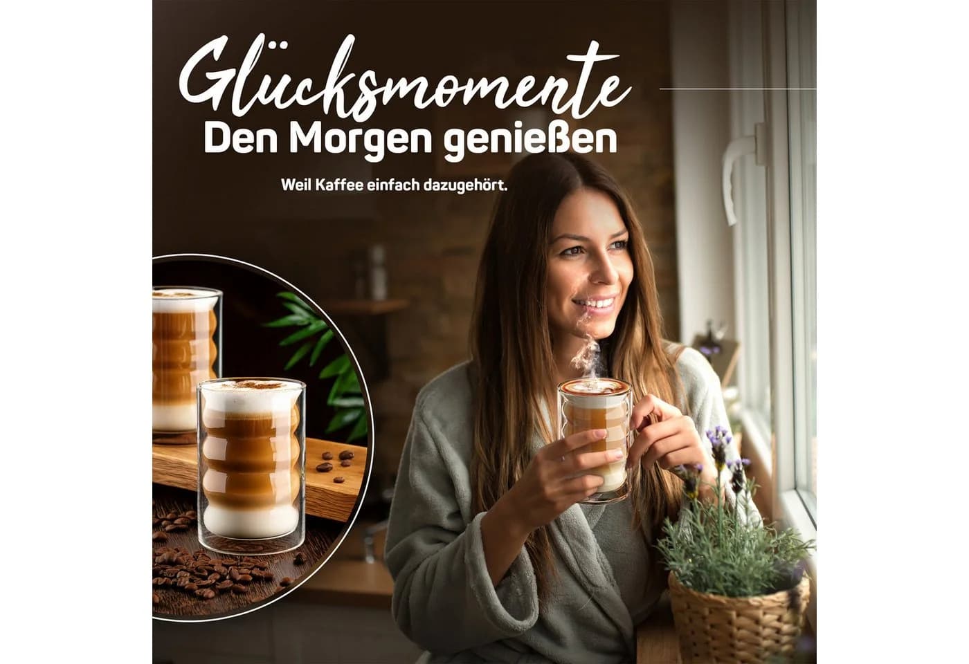 ElbFuchs Latte Macchiato Glas 400ml 6-tlg. Doppelwandig