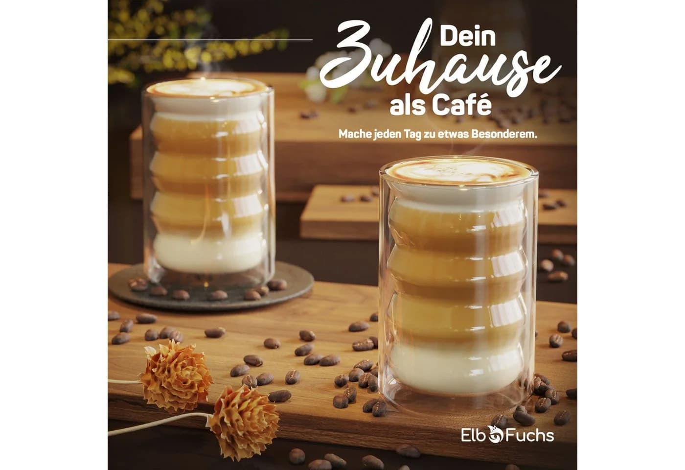 ElbFuchs Latte Macchiato Glas 400ml 6-tlg. Doppelwandig - Bild 3