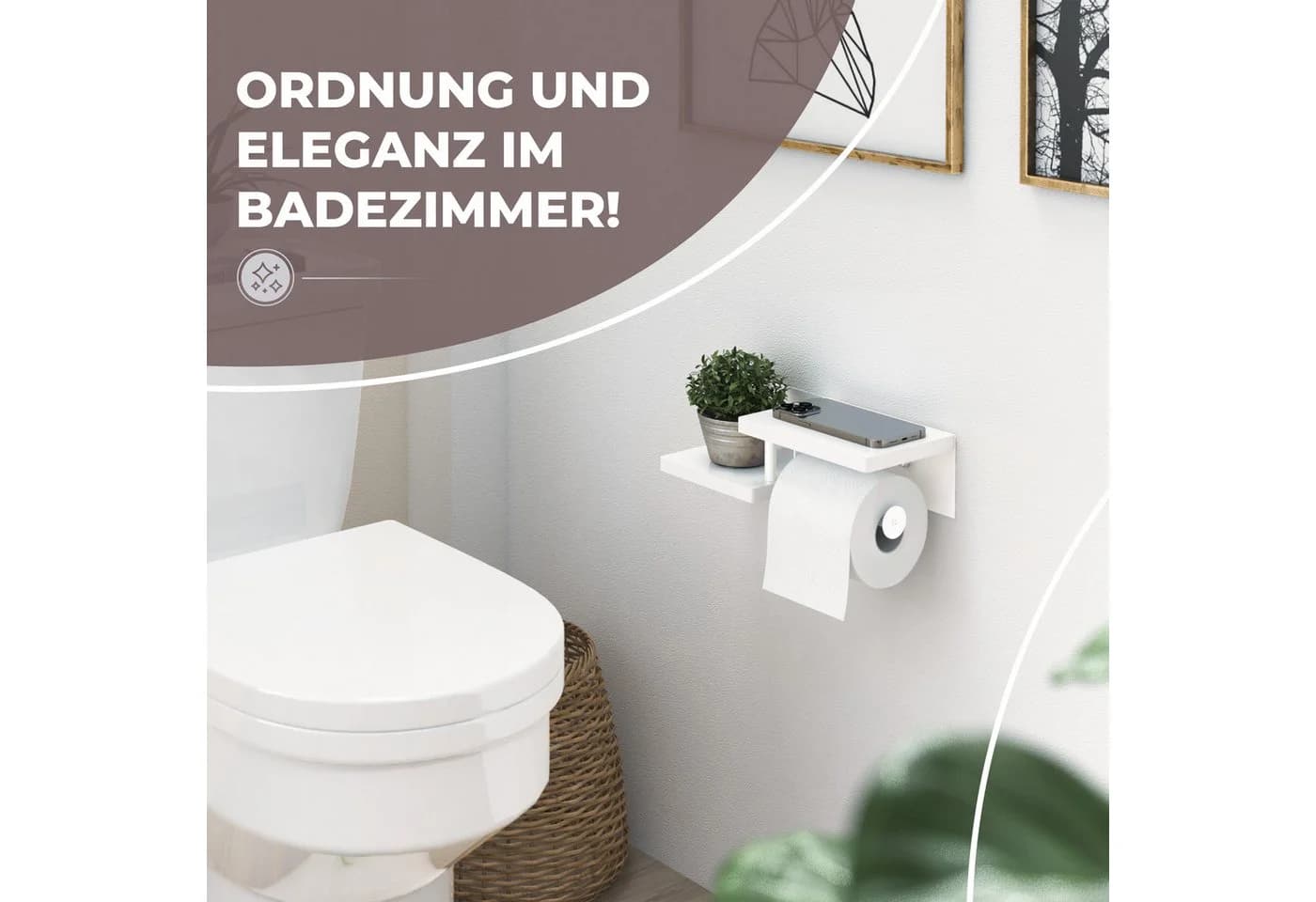 ElbFuchs Toilettenpapierhalter mit Ablage Bambus Metall