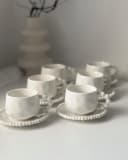 EKA Kaffeeservice Pearly White Kaffeetassen Set 12-teilig Weiß Porzellan Bild 1