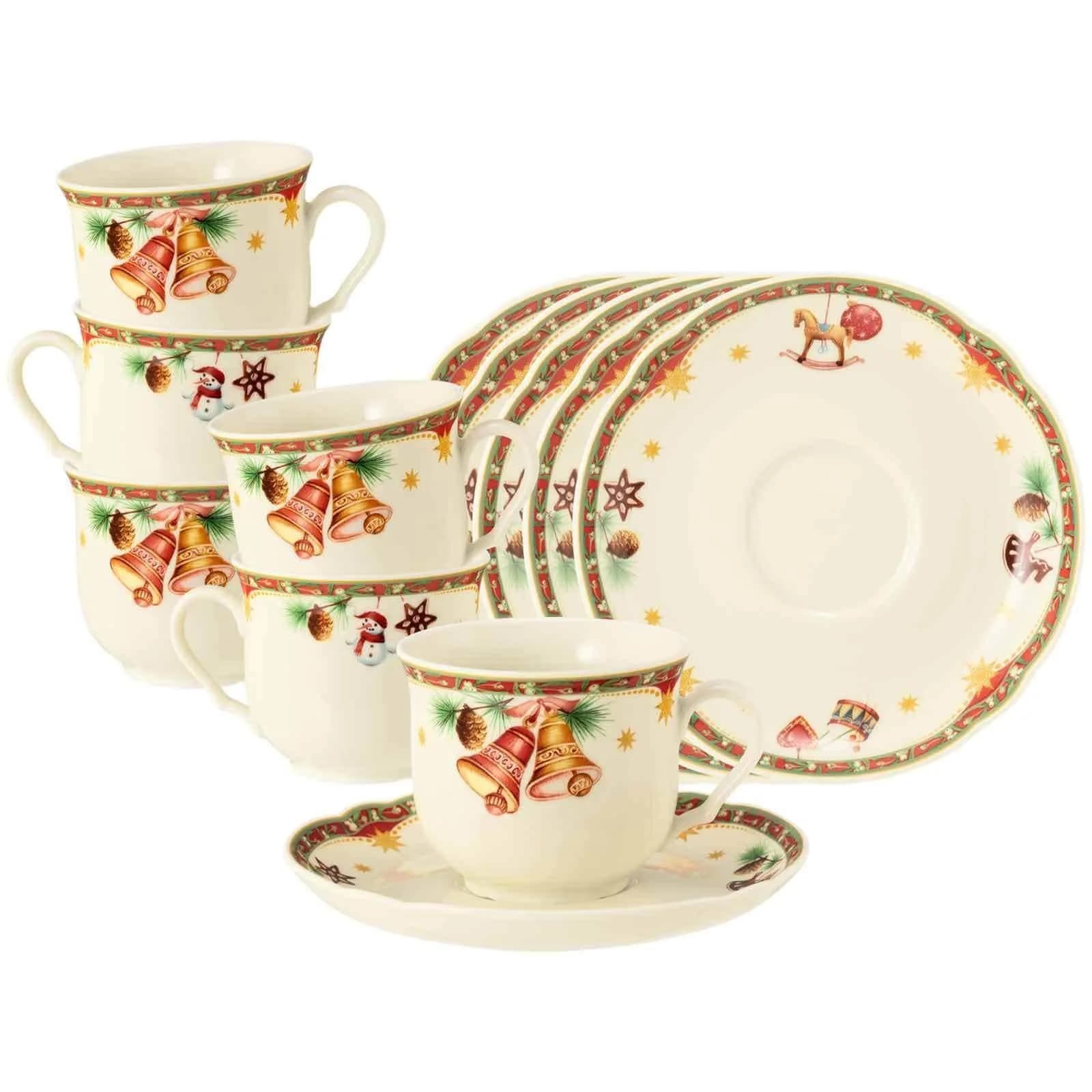 Seltmann Weiden Kaffeetassen Set 12-tlg. Creme Porzellan Weihnachtsnostalgie - Bild 2