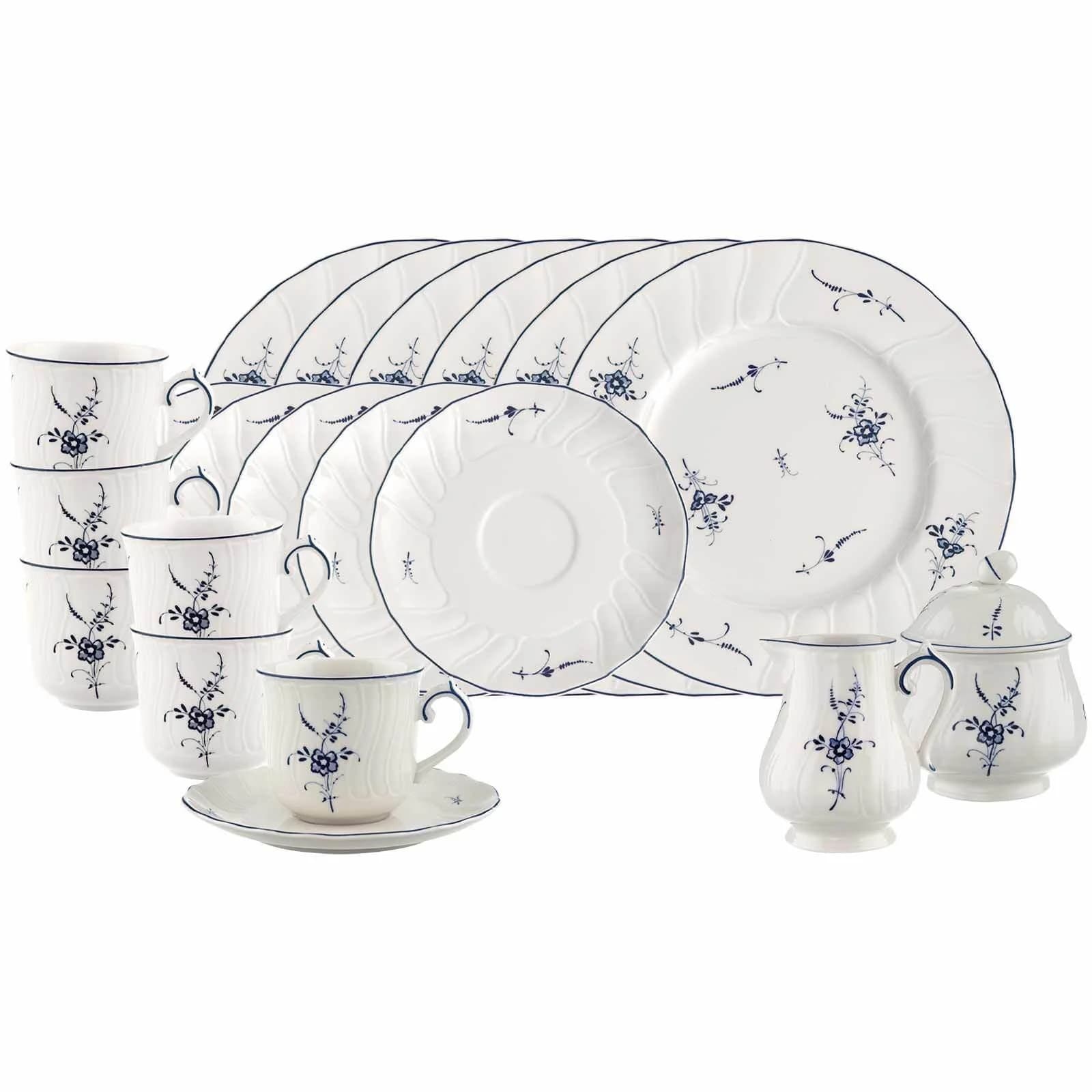 Villeroy & Boch Kaffeeservice Vieux Luxembourg 20-teilig weiß-blau