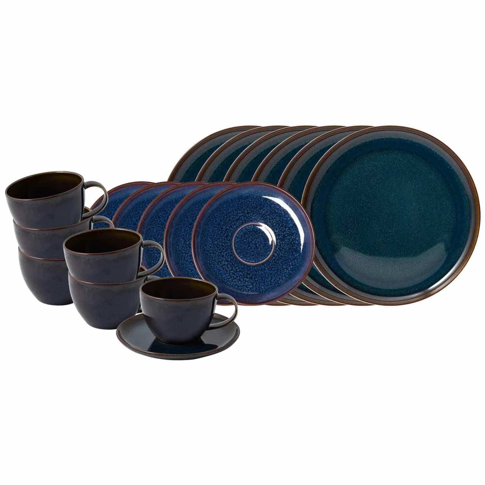 like. by Villeroy & Boch Kaffeeservice 18-teilig blau Denim Porzellan